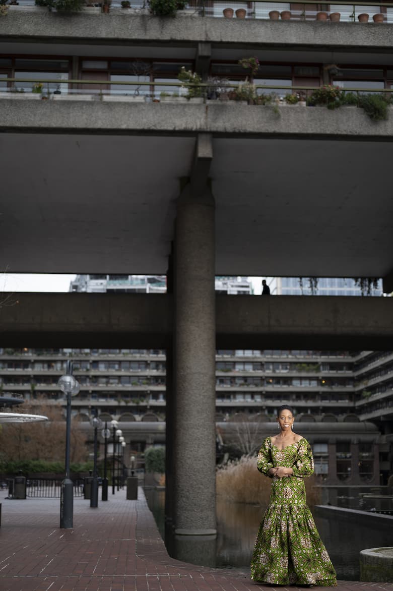 Dr Samantha Ege outside the Barbican